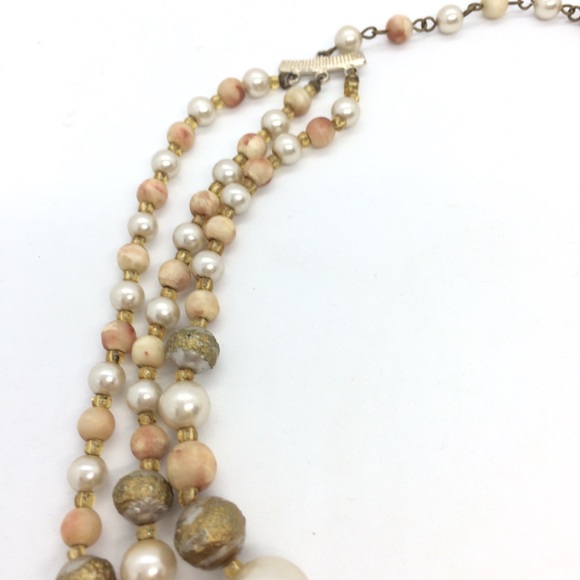 VINTAGE JAPAN 60s BEAD AB AURORA BOUREALIS MULTI LAYER COLLAR CHOKER NECKLACE - Picture 10 of 16